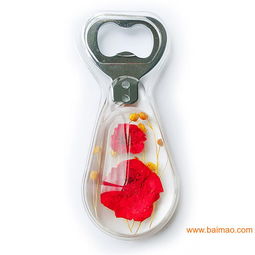石竹花鲜花琥珀开瓶器 凝固时光的创意小礼品